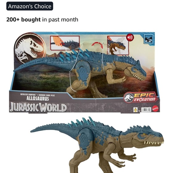 Mattel Green and Brown Dinosaur Adventure Allosaurus - Picture 4 of 6